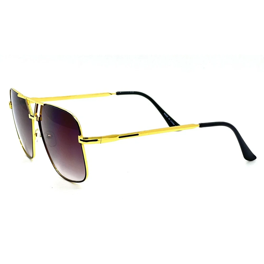 Men's Oversized  Sunglasses Gold Frame Gradient Brown Lens Fashion Eyewear Gafas